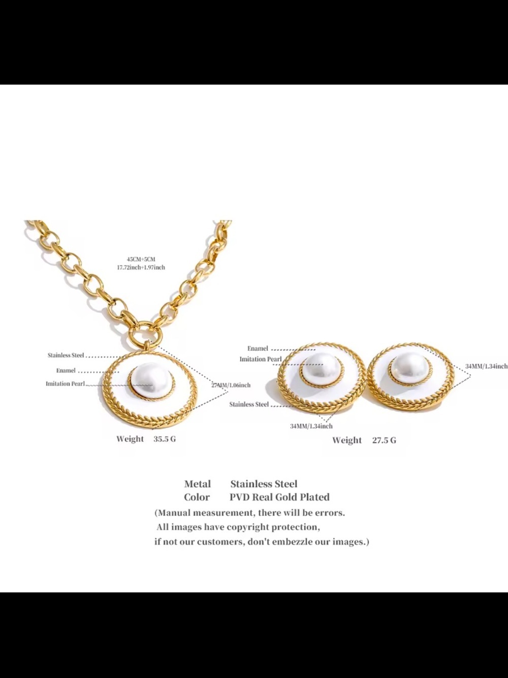 Golden Pearl Medallion Luxury Jewelry Set - Picture 11 of 12